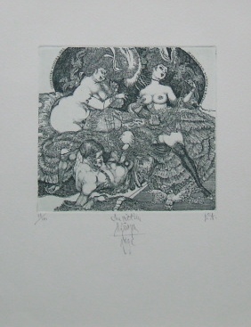 Harry Jurgens蔵書票「バイロスへのオマージュ」｜銅版画・エッチング