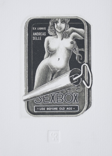 PAOLO ROVEGNOパオロ・ラヴェーニョ蔵書票「SEX BOX（仮）」｜銅版画