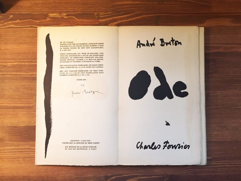 アンドレ・ブルトン　Andre Breton　ODE A CHARLES FOURIER ｜文学・ 署名本