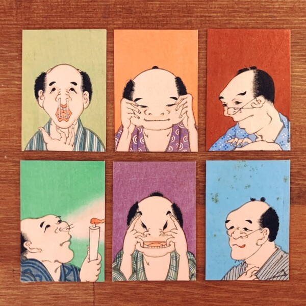戦前のポチ袋『滑稽画』6枚 ｜ 明治大正昭和戦前・木版画