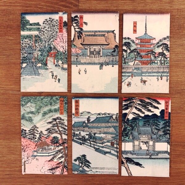 戦前の木版ポチ袋『京都名所』6枚 ｜ 明治大正昭和戦前・木版画・京都資料