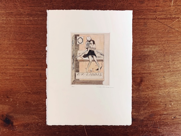 アルフォンス・イノウエ 銅版画 蔵書票『死の抱擁』｜ 1998年・E.A ｜ 美術・版画・EXLIBRIS