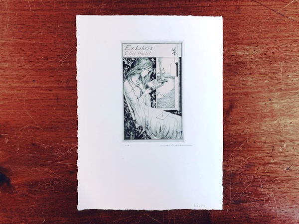 アルフォンス・イノウエ 銅版画 蔵書票『窓辺の少女 2』｜ 1992年・E.A ｜ 美術・版画・EXLIBRIS