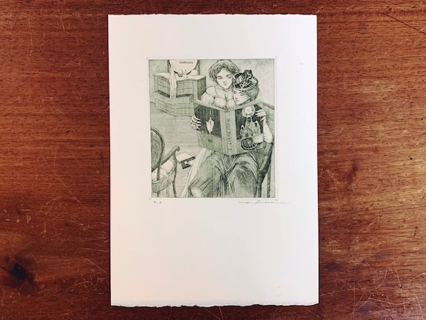 アルフォンス・イノウエ 銅版画 蔵書票『憩いの時 1』｜ 2012年・E.A ｜ 美術・版画・EXLIBRIS